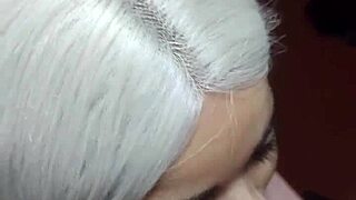 Blonde smears lipstick during deep blowjob