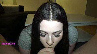 Fucked a young brunette in the garage, finished on her tits.