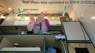 Boss adjusts Alice's panties for optimal pussy display outdoors