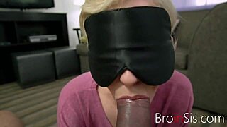 Blindfolded Blonde Teen Skye Blue Sucks Her Step Brother's Masked Cock