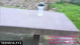 risky teen squirts in public