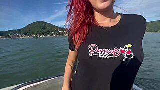 Let's Get Naughty On The Boat With Big Tits And Monster Cock Outdoors