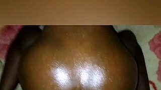 Amateur ebony whore gives hand job then gets sensual doggystyle fuck and cum?
