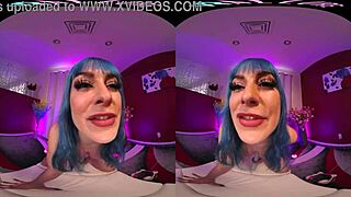 in vrallure's two-player mode, a shaved solo babe in fishnets uses toys for masturbation while you voyeur