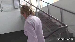 Cheating English Milf Lady Sonia Reveals Her Huge Hooters in Tight Outfit