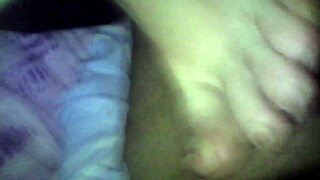 BBW Amateur Wife Gives Footjob Cumshot