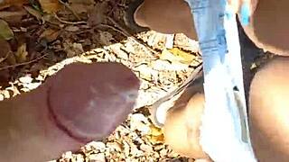 i love how that brunette amateur moves in the woods