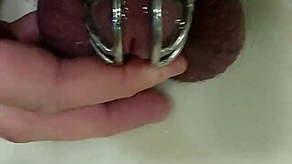 Gluing My Penis To Chastity Cage For Humiliation