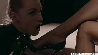 Explore a latex lesbian fantasy with toys and strapons.