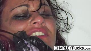 Charley chase begs for her ass and pussy to be whipped hard