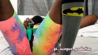 I caugh my horny girlfriend playin with her toy so I helpd her out