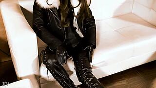 Fetish Leather Girl Bound In Bondage?