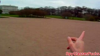 Intense blowjob leads to hard fucking in cowgirl on hidden outdoor spycam.