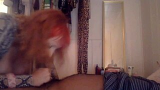 The transsexual woman couldn't resist the big black cock, going crazy as she sucked and rode it passionately.