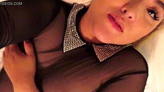 Latina in lingerie masturbating with dildo and fingers