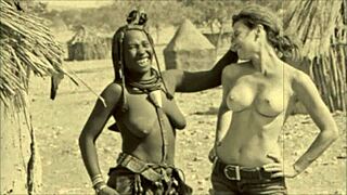 Retro black ladies enjoy white cocks