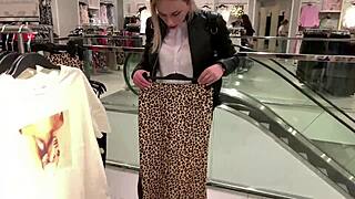 Teen sucks translady's cock in public dress room