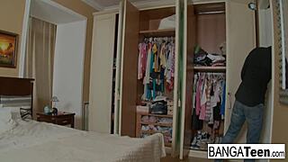 horny teen brunette craves her tight pussy stuffed with jizz