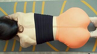 Workout interrupted by roommate's sloppy mouth and ass play