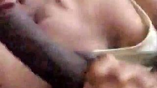 my ebony girl deepthroats big black cock, spitting cum