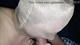 Masked man sucks cock in nylon leggings!