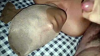 Masked man sucks cock in nylon leggings!