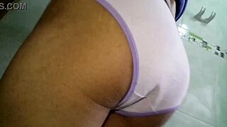 Modeling my ex-wife's panties in a casual pose