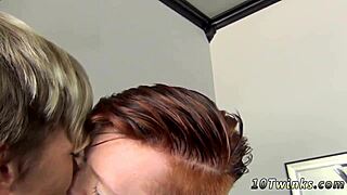 Gay twinks stroke their cocks by the pool with cues ready.