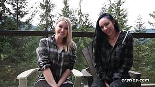 Blonde And Brunette Babes Orgasm In Secret Hideaway