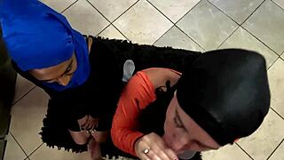 hey, watch us muslim hijab women suck dick and get cum all over our faces!
