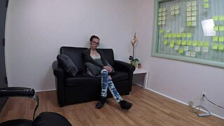 Skinny redhead Ivy gets naughty in casting interview