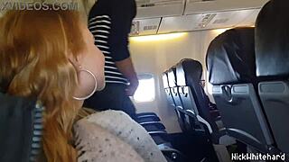 Horny pilot's wife flashes huge tits in public spot