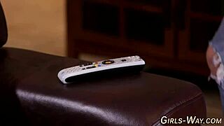 blonde lesbian babe rides toy while fingering her hot partner