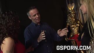 femdom blonde and brunette dominate man for pleasure