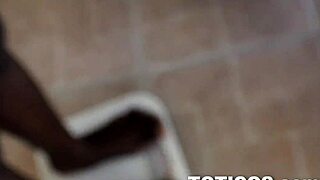 Tiny 18yo midget gets fucked hard like sex doll, receiving biggest cumshot on tight black pussy