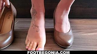 smell my sexy toes and feet fresh out of leather shoes for foot fetish