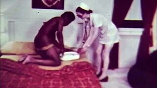 Vintage British Nurse In Hospital With Antique Lantern And Taboo Interracial Elements.