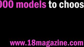 stunning julie bares tight shaved ass on sofa