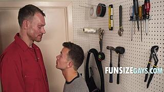 The janitor fucks that tiny twink hard