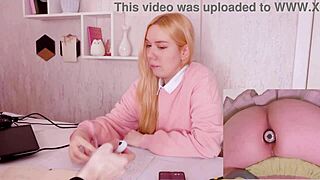 stepsister distracted by ass plug during homework