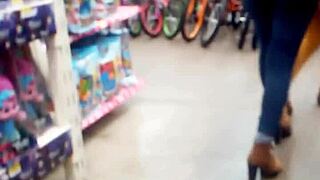 Tempting asses in public outdoor