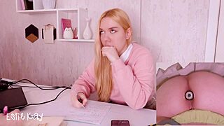 stepsister distracted by ass plug during homework