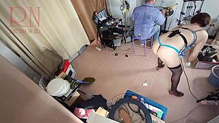 Naked maid punished in office by boss!