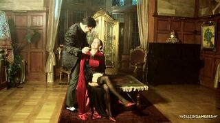 medieval wench flashes tits and sucks prince's cock 😍