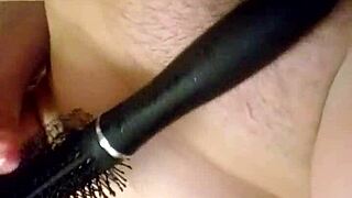 Minxycee public toilet fucking brush in outdoor fetish scene.