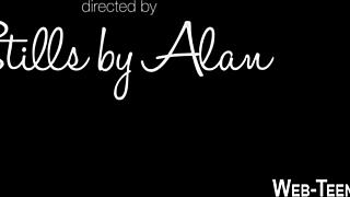 Skinny teen lesbian engages in 69 licking and fingering small tits