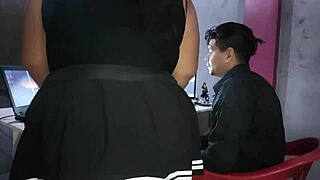 Stressed From Work, Cleaning Girl Offers Relaxing Massage