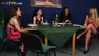 chatting about a classy group session with british ladies in heels