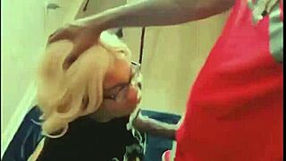 blonde barbie deepthroats monster bbc for cumshot 😈