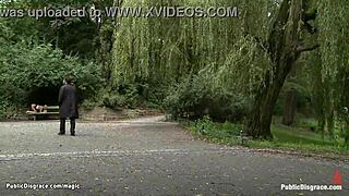 damn, tied blonde gets drilled hard in forest adventure